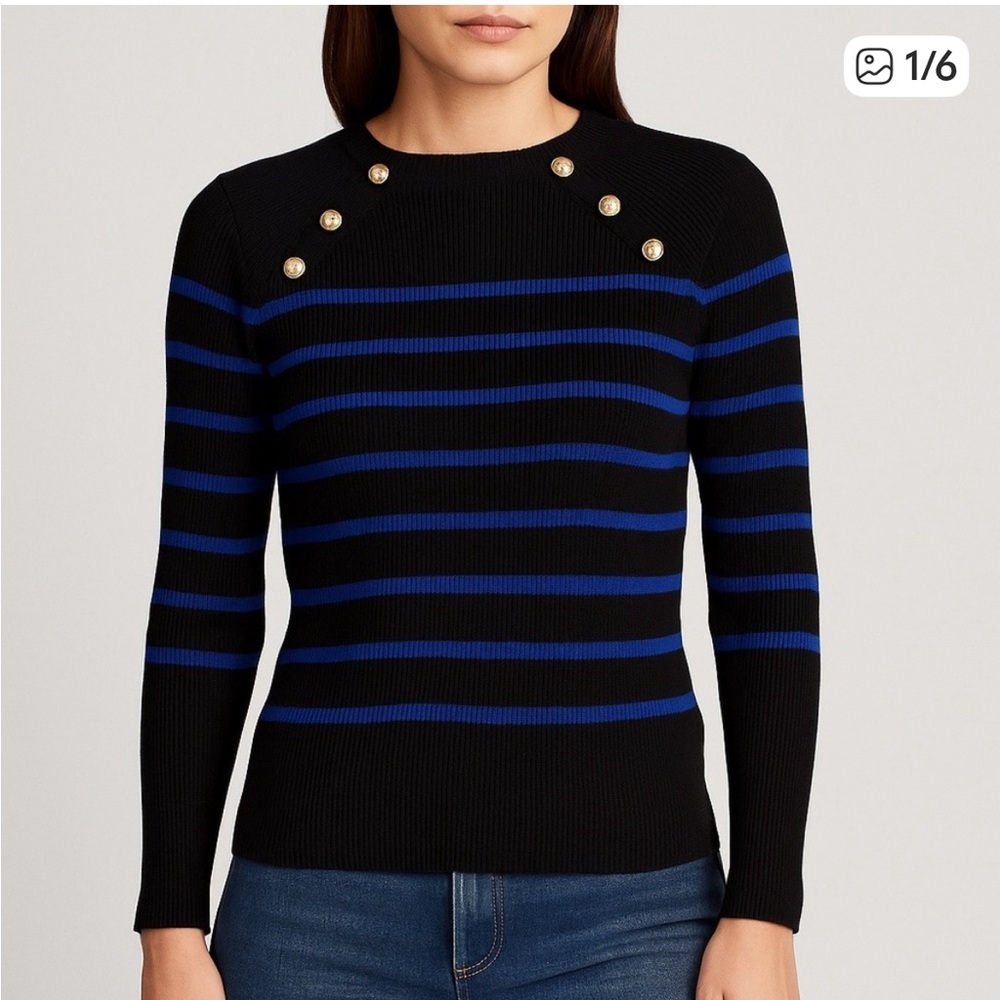 1X Ralph Lauren Breton Stripe Nautical Preppy Sweater
